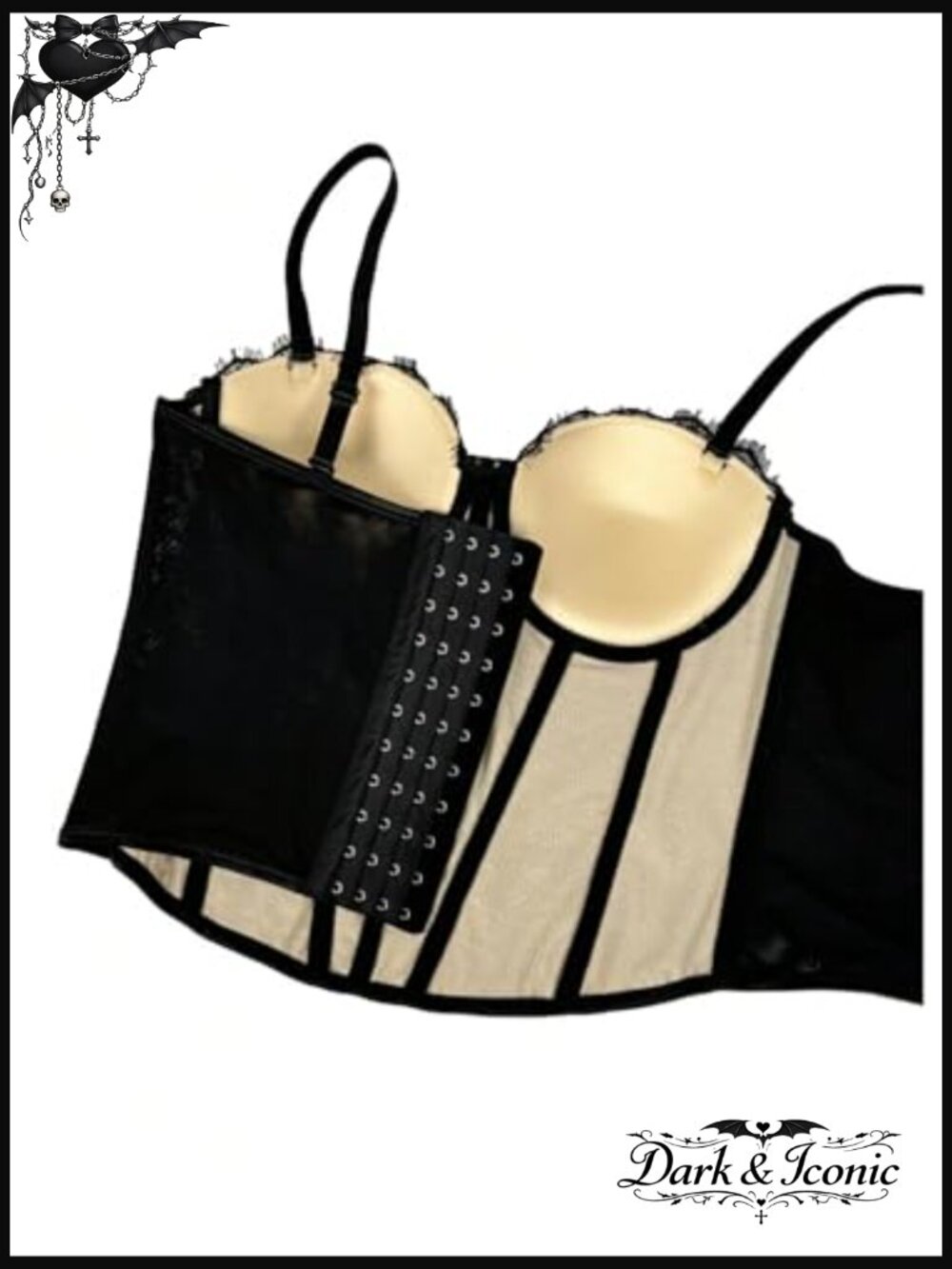 Floral Lace Crop Bustier Corset Top Y2K Rave Outfits Going Out - Picture 6 of 6